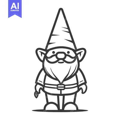 Aset desain premium: A Friendly Standing Garden Gnome Wearing a Tall Pointed Hat