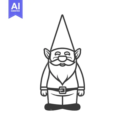 Premium design asset: An illustration depicting a happy garden gnome with a long beard
