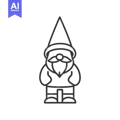 Popular premium asset: A simplistic line drawing of a small garden gnome figure
