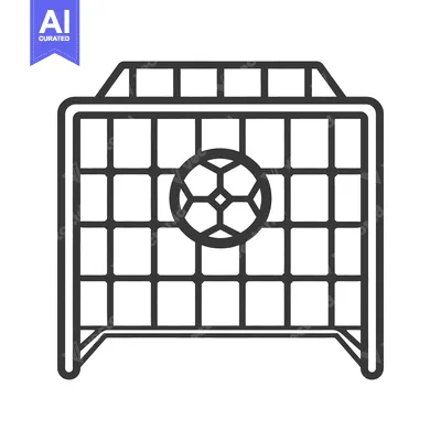 Aset premium populer: A soccer ball inside a goalpost with netting shown graphically