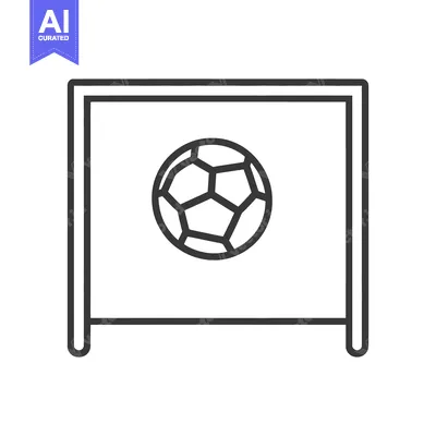 A simple icon depicting a soccer goal with a soccer ball