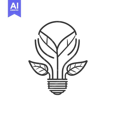 Aset premium populer: An outline illustration of an eco friendly light bulb design