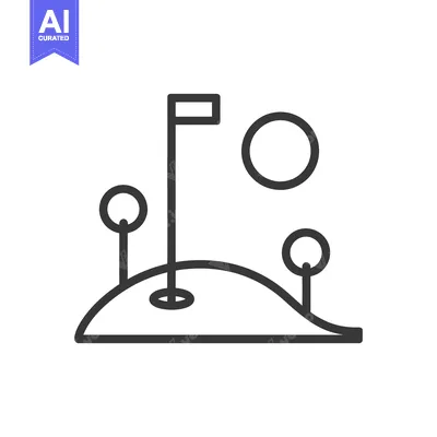 Popular premium asset: Minimalist Golf Course Icon with Flag, Ball, and Tees on Green