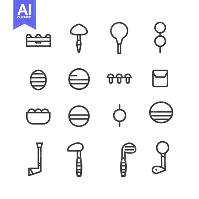 Aset premium populer: Golf Equipment and Accessories Line Icons