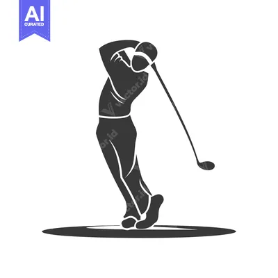 Aset desain premium: Silhouette illustration of a golfer swinging a golf club on the green