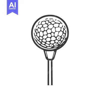 Aset desain premium: A golf ball placed on top of a tee in a minimalist style