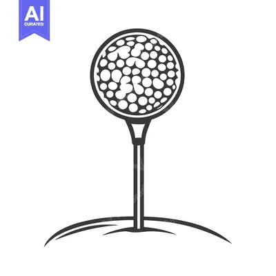 Aset premium populer: A golf ball sitting on a tee above a small ground feature