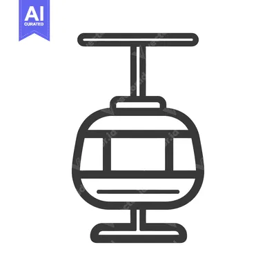 Popular premium asset: Minimalist Icon of a Ski Lift Gondola, Black Outline on White