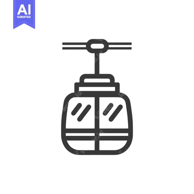 Premium design asset: Minimalist Cable Car Icon: Gondola Lift Symbol in Bold Outline Style