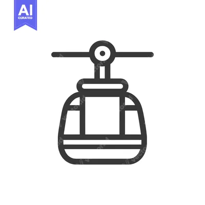 Aset desain premium: Minimalist Cable Car Icon: Modern Transportation Symbol on White