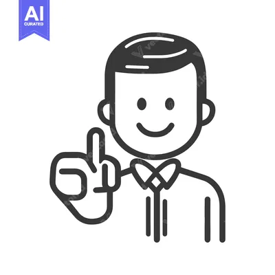 Aset premium populer: A smiling man raising his index finger in a gesture