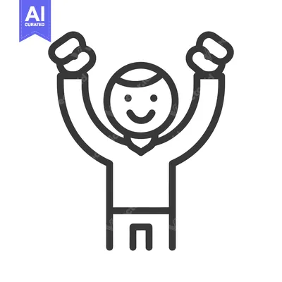 Aset desain premium: Simplified Line Drawing Of A Person Celebrating Success Or Joy