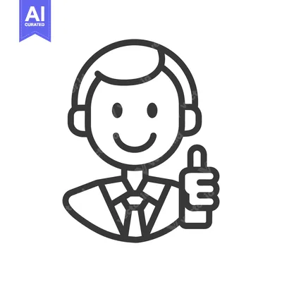 Aset desain premium: A friendly person with a smile giving the thumbs up gesture