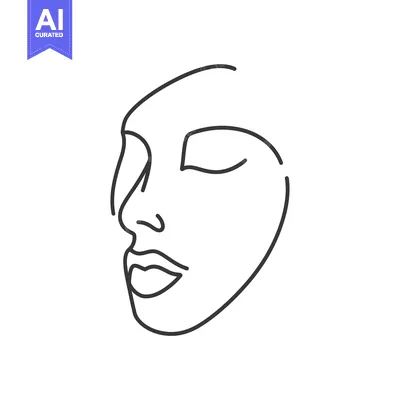 Aset desain premium: A simple line drawing of a human face in profile