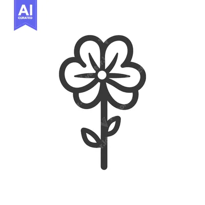 Aset premium populer: A stylized linear depiction of a blossoming flower on a stem