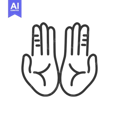 Aset premium populer: Two open hands facing upwards in a graphic illustration style