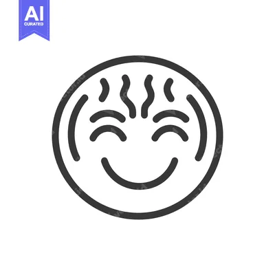 Aset desain premium: An illustrated smiling face with curved eyes and a curved mouth