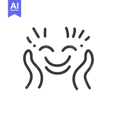 Aset desain premium: A smiling face is held gently by two cupped hands