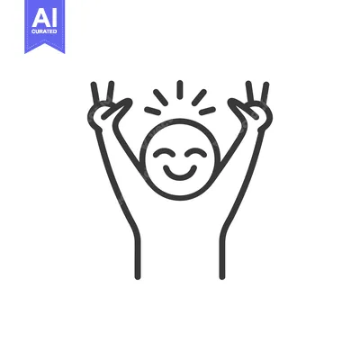 Popular premium asset: A simple graphic illustration of a happy person displaying victory