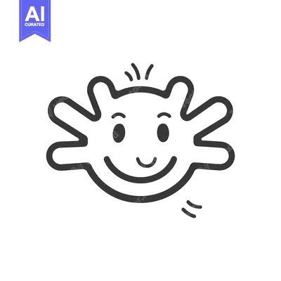 Premium design asset: A smiling cartoon character with arms and spiky hair