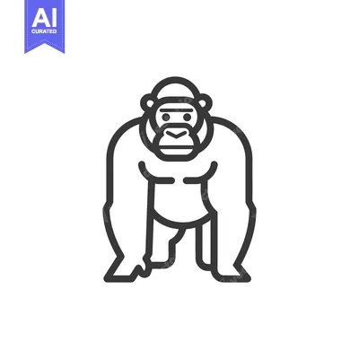 Aset premium populer: A simplified line drawing showing a large gorilla animal figure