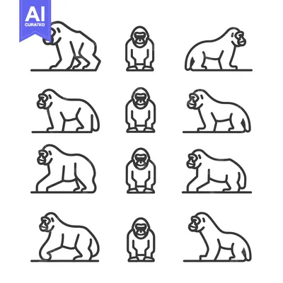 Popular premium asset: Gorilla Outline Icons in Different Poses