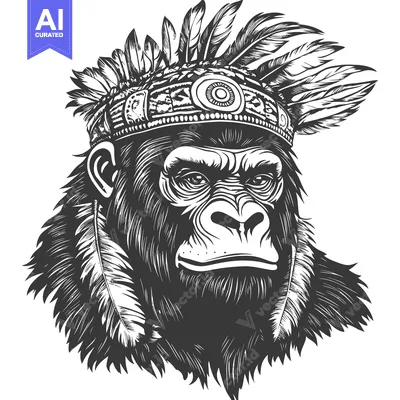 Popular premium asset: Gorilla Wearing a Native American Headdress with Feathers