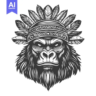 Aset premium populer: Gorilla with Feathers Headdress