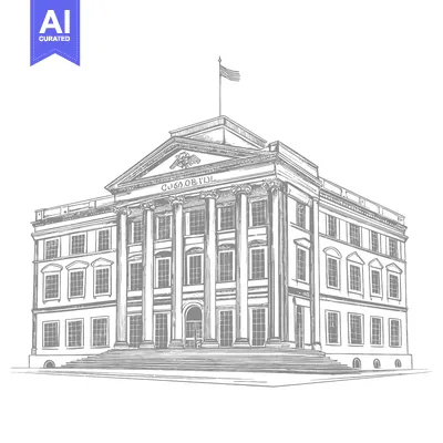 Aset desain premium: Neoclassical Style Government Building Architectural Drawing