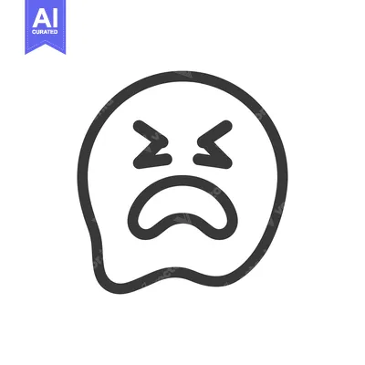 Aset desain premium: Distressed Emoji Icon: Minimalist Design with Anguished Expression