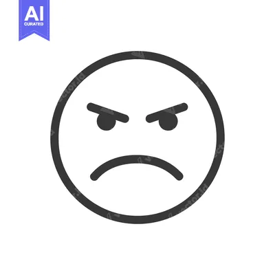 Popular premium asset: Minimalist Angry Emoji Icon with Frowning Expression and Dark Outline