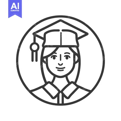 Aset premium populer: Smiling graduate wearing a mortarboard cap inside a circular frame