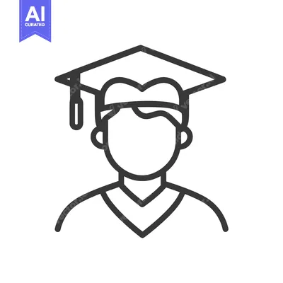 Premium design asset: A simplified outline of a person wearing a graduation cap and gown