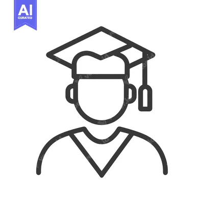 Aset premium populer: A graduation student wearing a cap and gown icon vector image