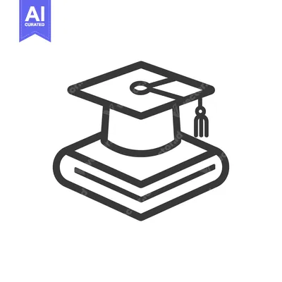 Aset desain premium: Graduation cap atop stacked books icon