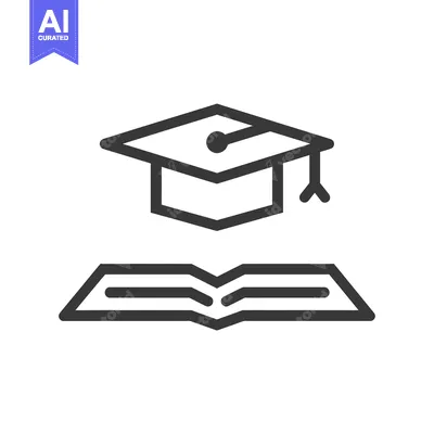 Aset desain premium: Graduation Cap Icon on Open Book