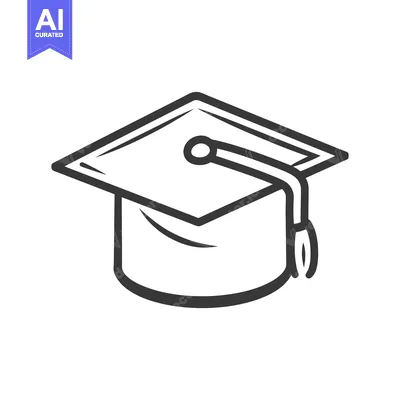 Aset desain premium: Simple Line Drawing Depicting a Graduation Mortarboard Hat