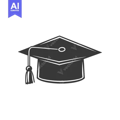 Aset desain premium: A grayscale illustration of a square graduation cap with tassel