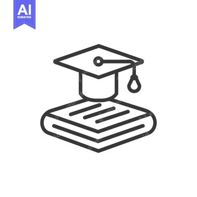 Aset desain premium: Graduation Cap on Stack of Books Icon