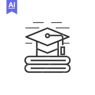 Aset desain premium: Graduation Cap Resting on Stack of Books Icon