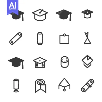 Aset desain premium: Graduation Caps, Diplomas, and Education Related Icons