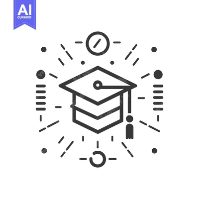 Aset desain premium: Graduation Cap with Geometric Shapes and Lines