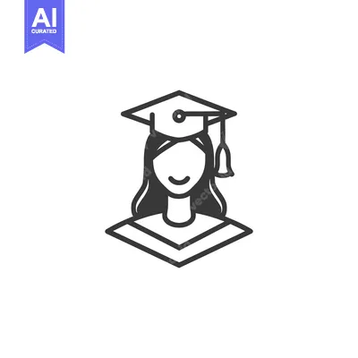 Aset desain premium: A young graduate wearing a cap and graduation gown