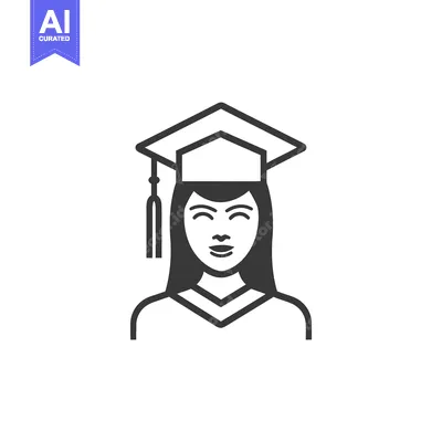 Premium design asset: A Line Drawing Depicting a Female Graduate with Cap