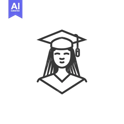 Aset premium populer: A line drawing of a graduating female student portrait