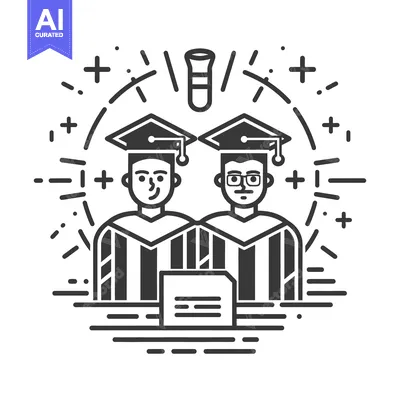 Aset desain premium: Two graduates celebrate their academic achievements with diploma and h