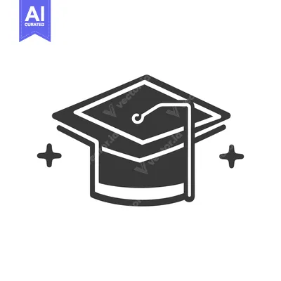 Premium design asset: Simple graphic illustration depicting a graduation cap and a tassel