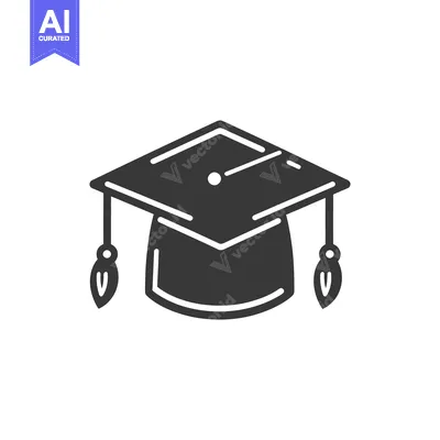 Aset desain premium: A simple illustration of a graduation cap in black color