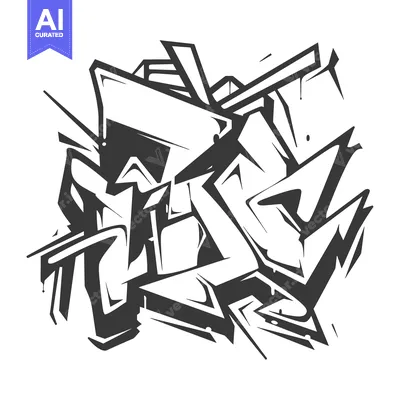 Aset desain premium: Abstract black and white urban graffiti art graphic design