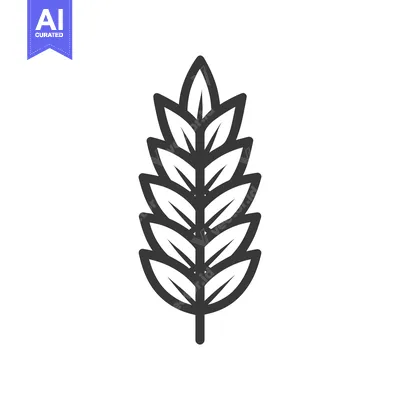 Aset premium populer: Stylized Wheat Stalk Icon with Bold Outline on White Background